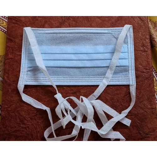 3 Ply Non-Woven Tie-Loop Mask - Non-Woven Material, Blue Color | Medical Application, Industrial Safety, Anti Pollution, Dry Storage