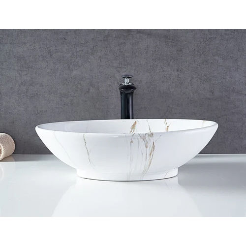 White Marble Vessel Wash Basin