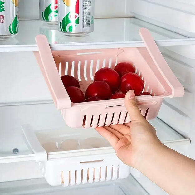 ADJUSTABLE EXPANDABLE FRIDGE STORAGE BASKET