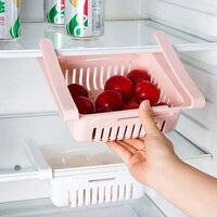 ADJUSTABLE EXPANDABLE FRIDGE STORAGE BASKET