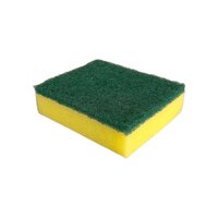 2 In 1 Scrub Sponge Pad - Polyester, 20mm + 5mm Thick, 3x4 Size, Green & Yellow Design | Hygienic, Optimum Softness For Hands