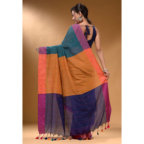 Ladies Pure Khadi Cotton Sequence Work Saree