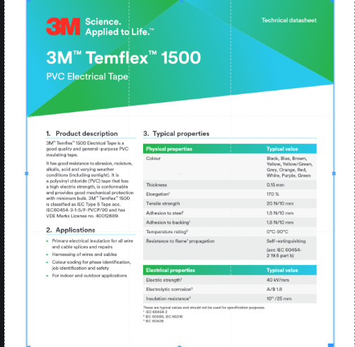 3M Temflex Vinyl Electrical Tape 1500