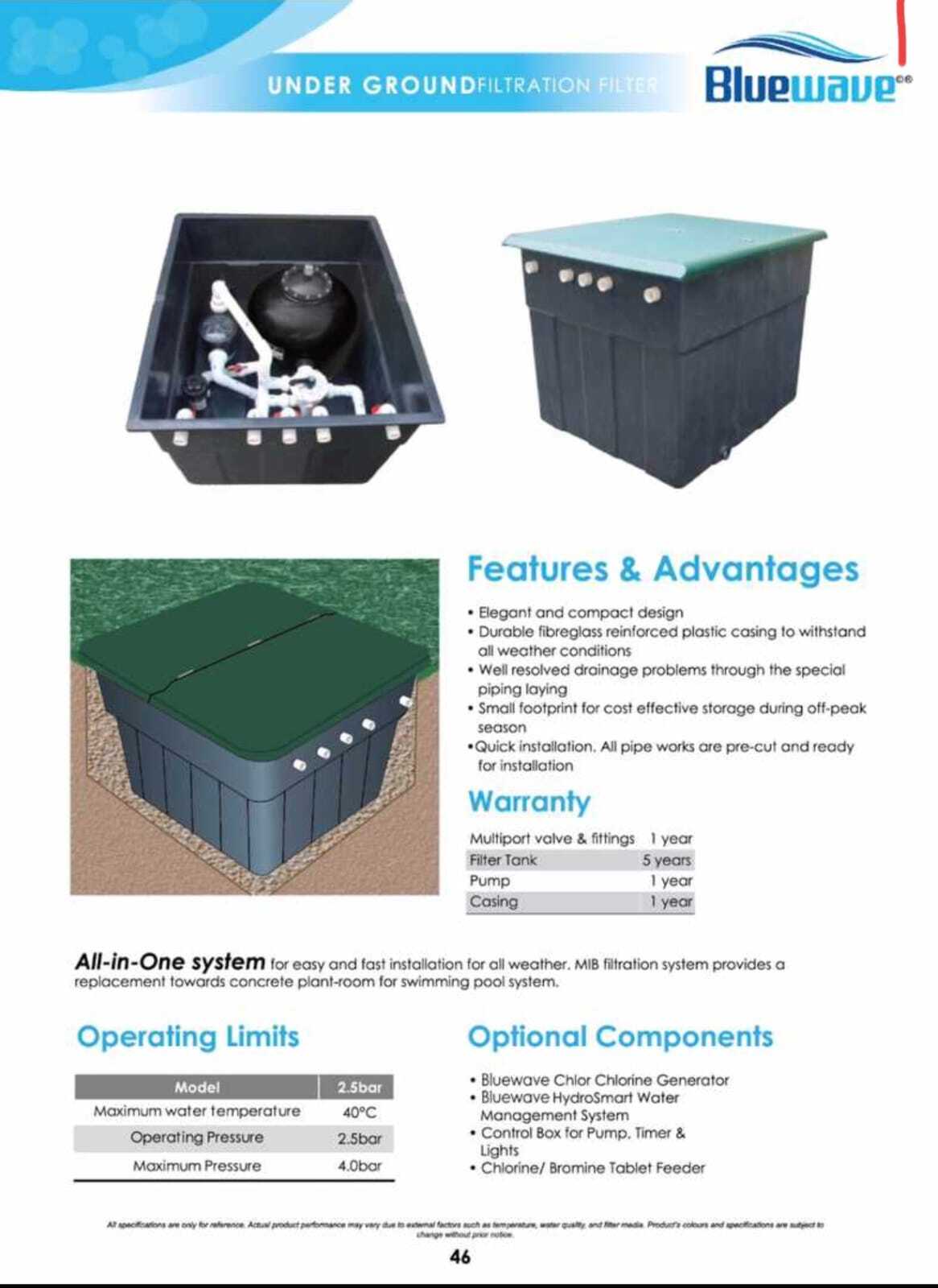 Swimming Pool Under Ground Filtration Filter