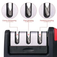 MANUAL RED KNIFE SHARPENER 3 STAGE SHARPENING TOOL FOR CERAMIC KNIFE AND STEEL KNIVES