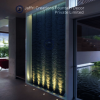 Glass Wall Fountain Indoor - Clear Or Frosted Glass Panel, Customizable Sizes & Textures, Integrated Led Lighting, Minimalist Design