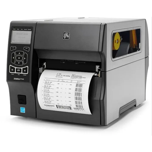 Zebra ZT420 Industrial Barcode Printer - Thermal Transfer Ribbon, White Color, Electric Power Source | Durable Design, Good Quality Printing