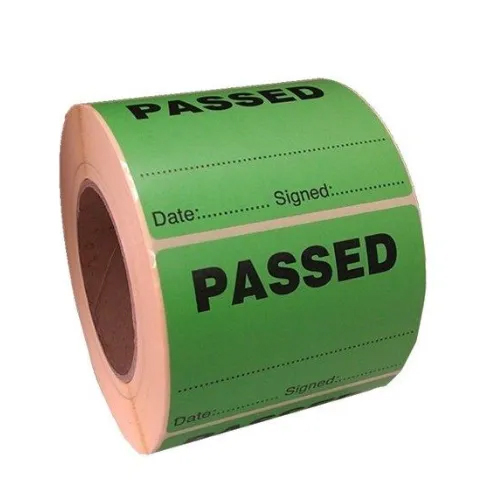 Paper Printed Sticker - 75mm x 50mm, Green Color, Self-Adhesive and Heat Sensitive, Durable for Industrial Use