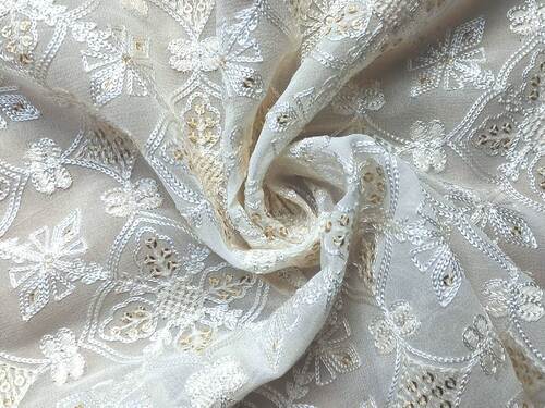 Designer Viscose Thread Chain Stitch Embroidery Fabric