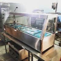 Bain Marie With Sneeze Guard - Polished Stainless Steel, Silver Finish | Durable Metal Design For Enhanced Food Protection