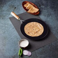 WOODEN HANDLE ROTI TAWA USED IN ALL HOUSEHOLD AND KITCHEN PURPOSES FOR MAKING ROTIS AND PARATHAS NONSTICK TAWA ETC