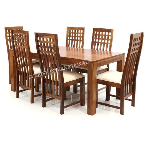 Solid Sheesham Wood Dining Table With Cushioned Chair