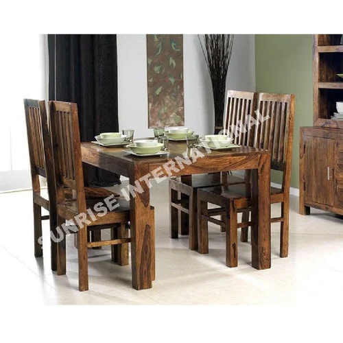 Sheesham Wood Dining Table With 4 Wooden Chair Set 5 Pc Set