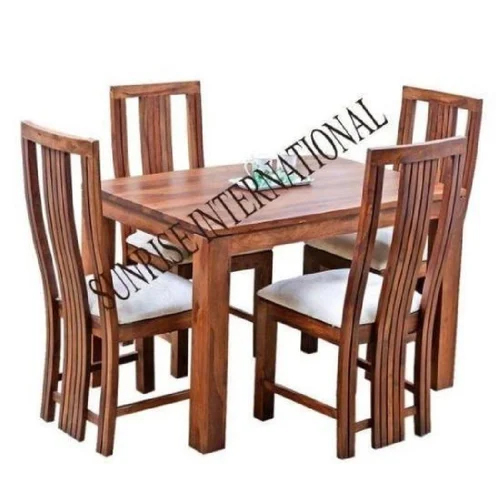 Solid Wood 5 Pcs Dining Table Set 4 Cushioned Chair