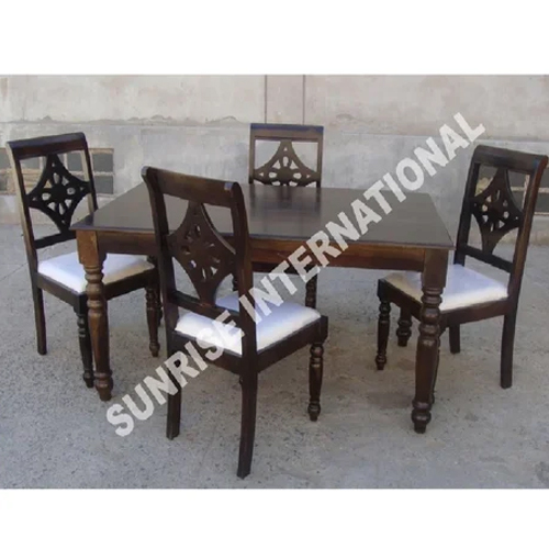 Ethnic Design Wooden Dining Table With 4 Chair Set