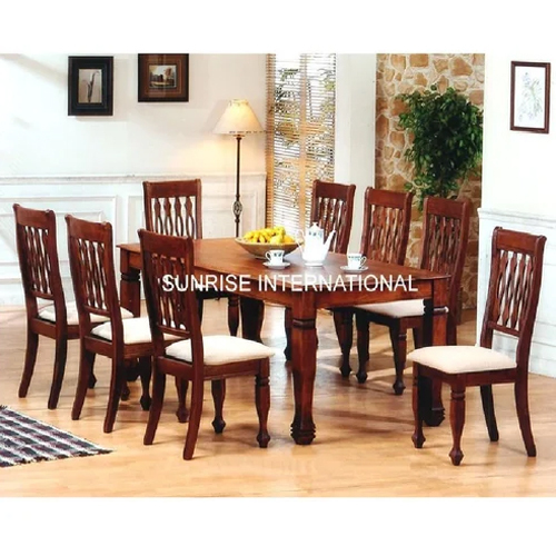 Handmade Solid Wooden Dining Table With 6 Cushion Chair Set