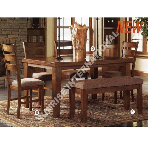 Modern Wooden 5 Feet Dining Table with 6 Chair Set