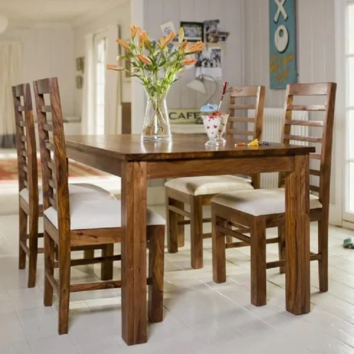 Harley 5PC Wooden Dining Table Set In Solid Sheesham Wood