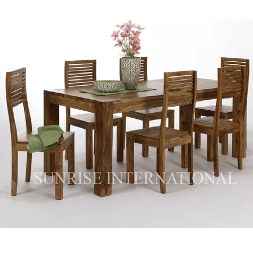 Contemporary Brown Wooden Dining Chair Table