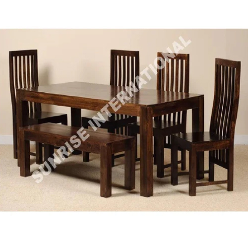 Dark Dakota Range Wooden Dining Table With 4 Chair 1 Bench Set