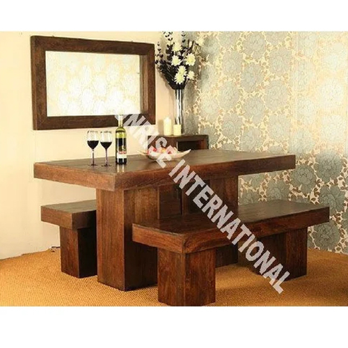 Tuscany Range Wooden Dining Table With 2 Bench Set