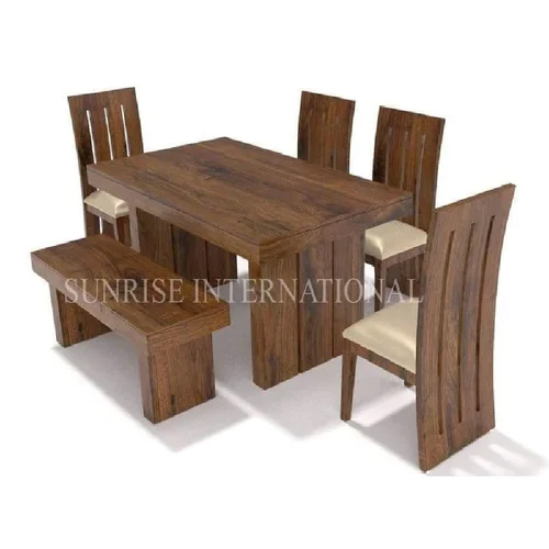 Designer Wooden Dining Table With 4 Chair 1 Bench Set