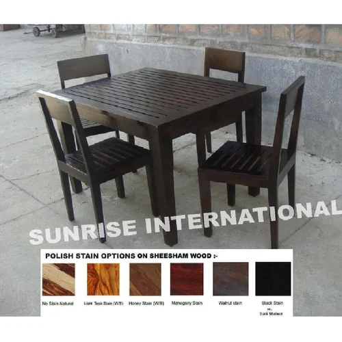 Modern Wooden Dining Set 1 Square Table Plus 4 Chairs