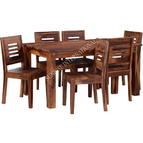 Contemporary Wooden Dining Table with 6 Chair Set