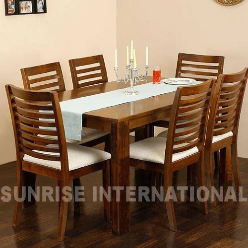Concept Wooden Dining Table 6 Cushion Chairs Set