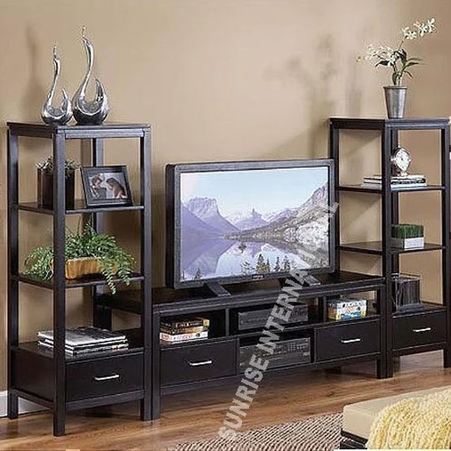 Wooden Entertainment Unit With TV Cabinet And 2 Standing Stands