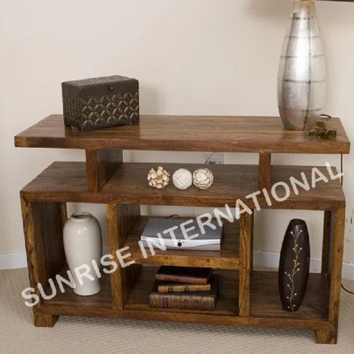 Handmade Wooden TV Cabinet Stand With Open Shelf