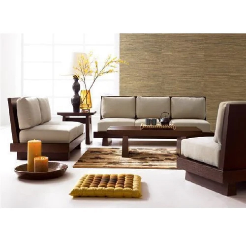 Brown Contemporary Wooden Sofa Set