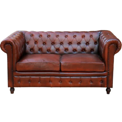 Living Room Designer Genuine Leather Chesterfield Sofa Set