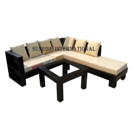 Living Room Wooden Contemporary L Shape Sofa Set