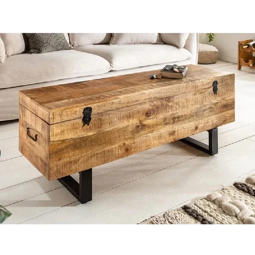 Wooden Coffee  Center Table With Storage Space And Metal Legs