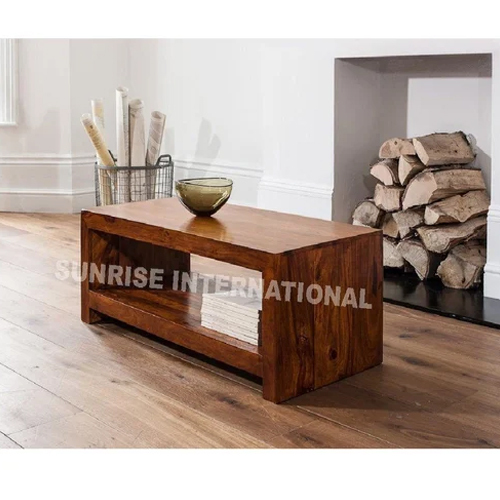 Solid Sheesham Wood Coffee Center Table With Bottom Shelf