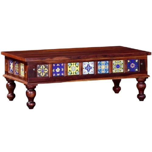 Siramika Sheesham Wood Coffee Center Table With Tiles