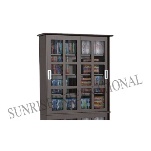 Wooden Big CD And DVD Rack Cabinet with Sliding Door