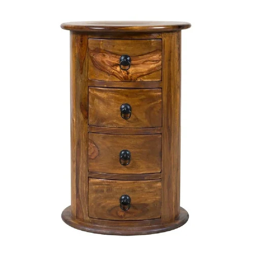 Artistic Wooden Round Chest of 4 Drawers