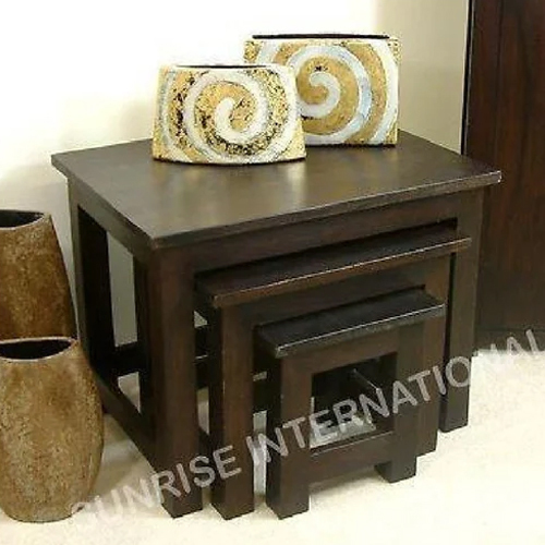 Contemporary Wooden Nest Of 3 Table