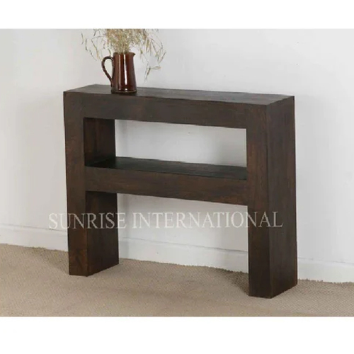 Handmade Wooden Console Table With Bottom Shelf