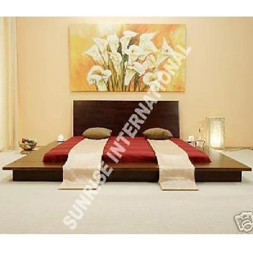 Contemporary Wooden Japanese Style Queen Size Platform Double Bed