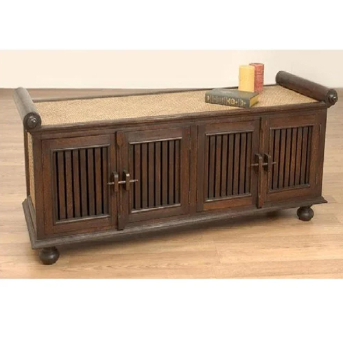 Artistic Wooden Bench With Storage Space