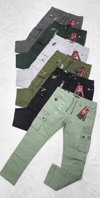 Cotton Cargo Six Poket Pant - Color: Black Grey Olive Green Dark Green Light Green