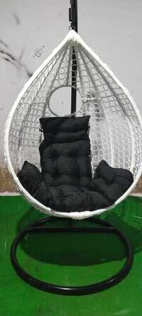Single Swing Chair - Poly Nylon & Iron Frame, Weather-resistant, Luxurious Synthetic Rattan Woven Seat, Modern Design, Indoor & Outdoor Use, 1-year Warranty, 30 Kg Weight Limit