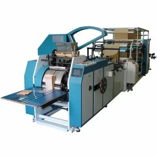 White And Blue Automatic Paper Shopping Bag Making Machine