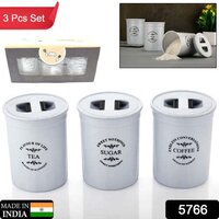 Accurate Seal Tea Sugar Coffee Container - 3 Pcs Plastic Damru Shaped Tea
