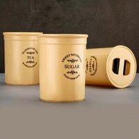 ACCURATE SEAL TEA SUGAR COFFEE CONTAINER - 3 PCS PLASTIC DAMRU SHAPED TEA