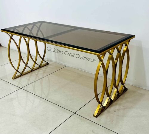 SS Center table with brown glass top modern contemporary design customized
