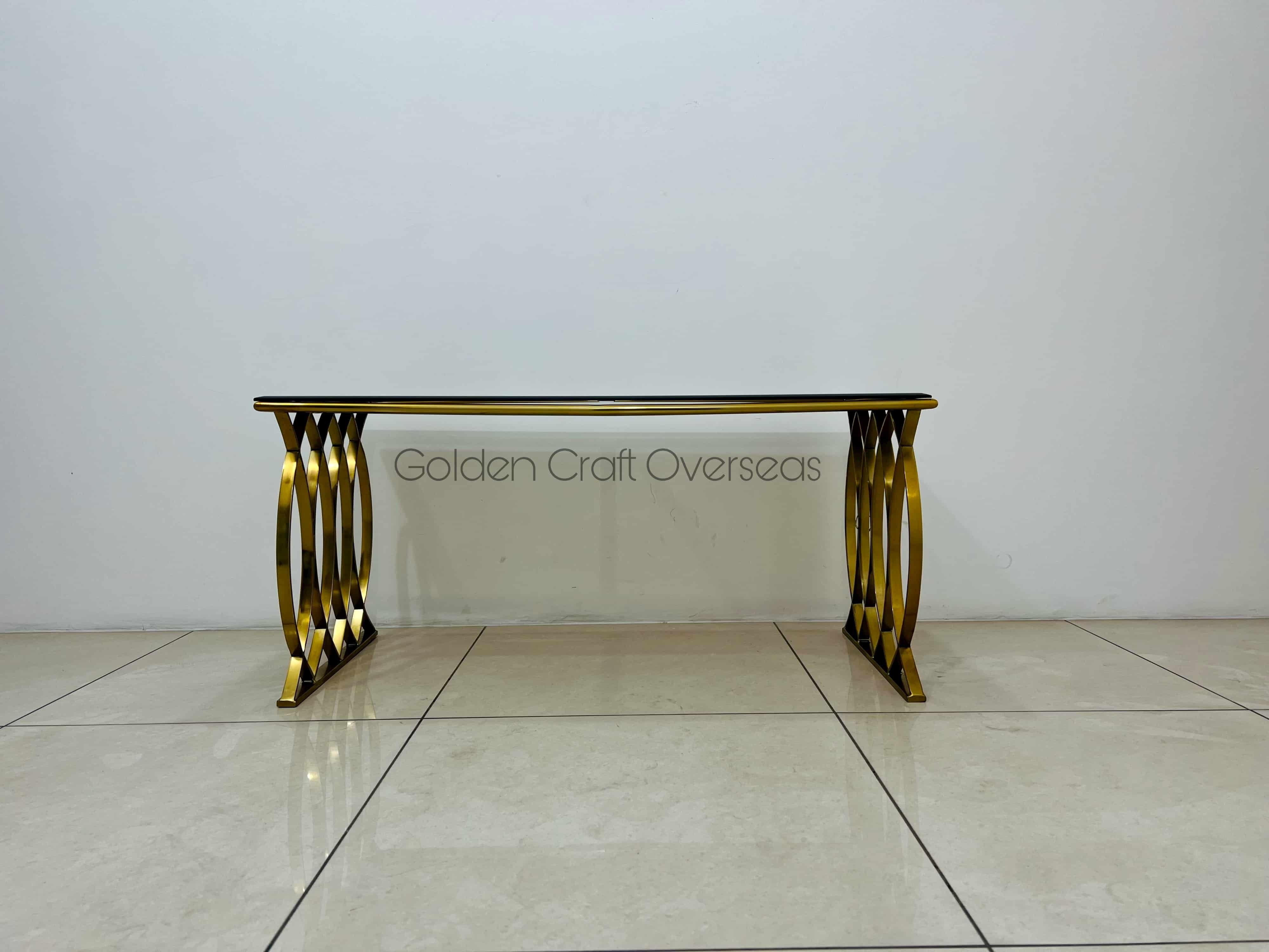 SS Center table with brown glass top modern contemporary design customized